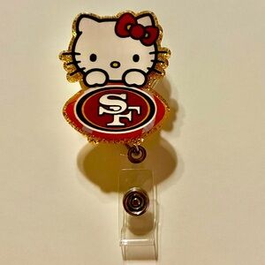 New Acrylic Design Retractable Badge Reel Clips ID Card Holder 49ers hellokitty